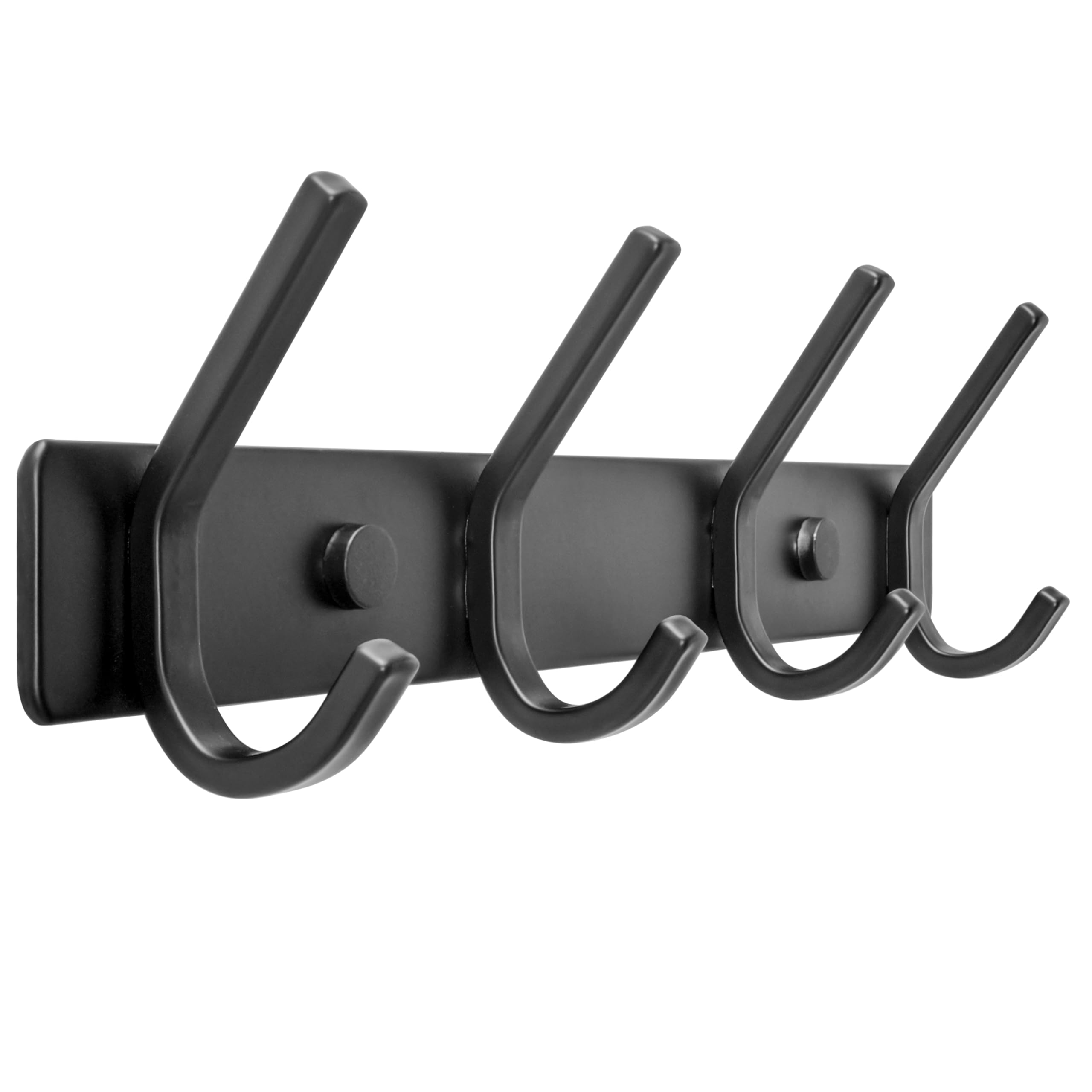 HONSKY Wall Coat Rack, 17.5cm Towel Rack, Painted Metal Wall Coat Hanger with 4 Double Hooks (8 Single Hooks),for Hanging Coat, Hat, Bag, Towel, in Hallway Entryway Bathroom,Black