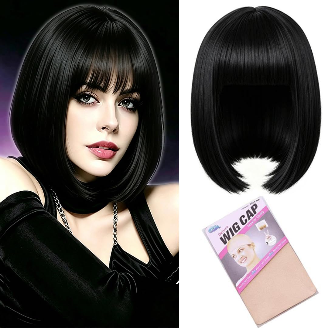 Photo 1 of Nereyda Black Bob Wig With Bangs
