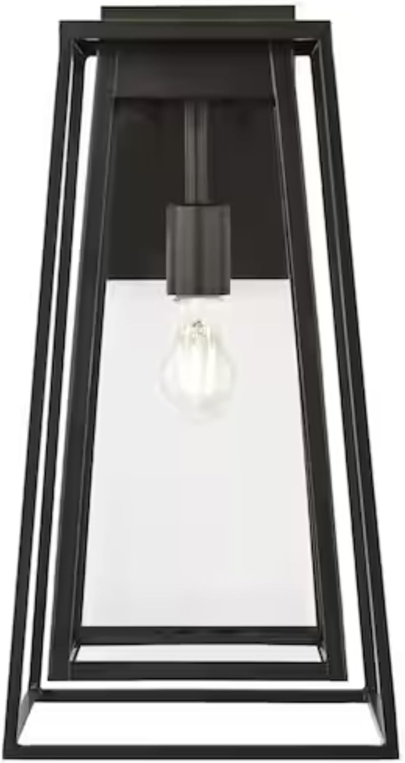 Ceybo 18” in. 1 Light Bronze Hardwired Double Frame Outdoor Wall Lantern Sconce with Clear Glass, Modern Wall Lamps for Patio, Entryway, Garage, SHEL000037