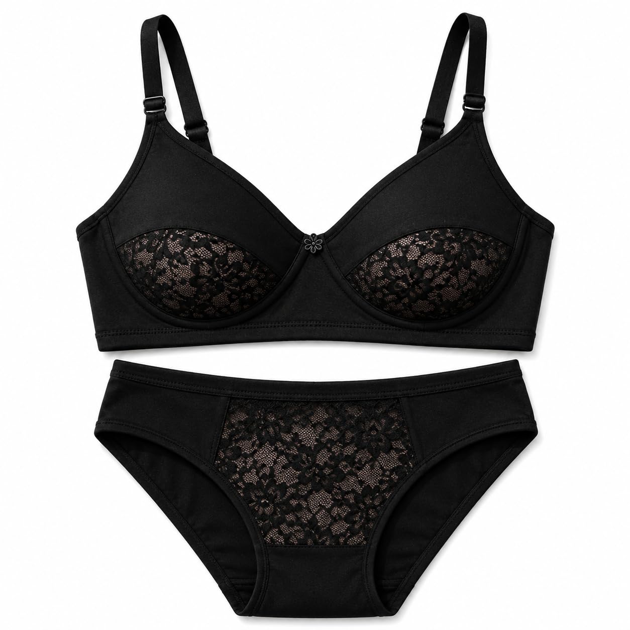 SVAHA Women Cotton Lace Non-Padded Non-Wired Bra Panty Set | Soft Breathable Comfortable Everyday Lingerie Combo for Women & Girls-picture-19