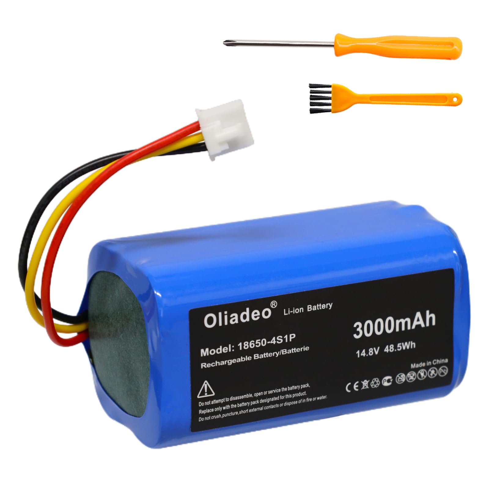 D071-INR-CH-4S1P Replacement Battery for Liectroux C30B: Compatible with Midea M4 C30B 2D C30B 2D WiFi Robot Vacuum Cleaner PN MD-C30B with Tool (3000mAh/14.8V)