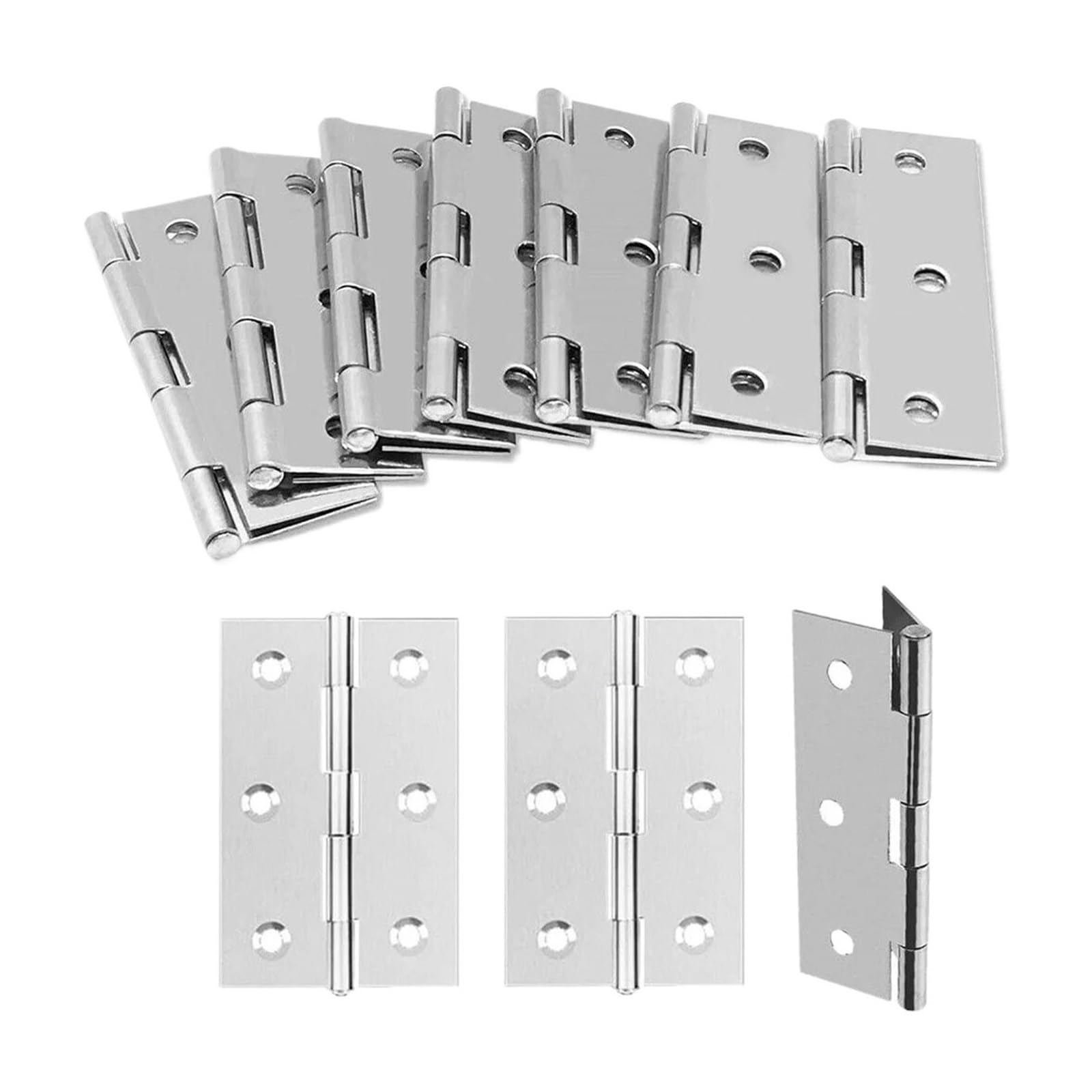 Stainless Steel Door and Window Hinges,10PCS 3inch Door Hinge Stainless Steel Flat Hinges Window Cabinet Hinges Door Connector Bookcase Wooden Box Furniture Hardware