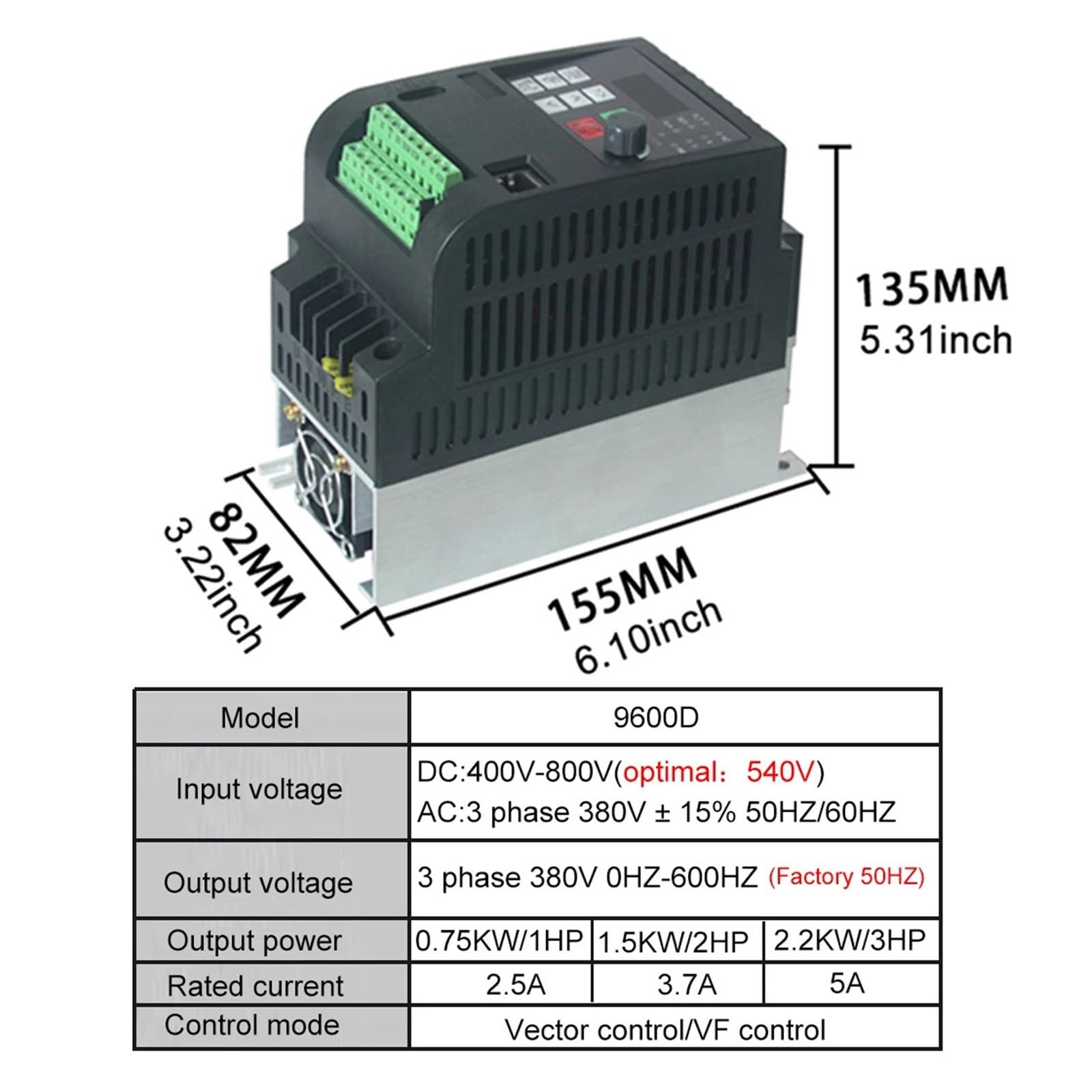 Eingangsspannung DC400-800V AC380V Ausgangsspannung 3-phasiger 380-V-Wechselrichter 3P DC 400-800V Eingang 1P 380V Ausgang Frequenzumrichter Wasserpumpentreiber(7.5KW DC400V-800V)