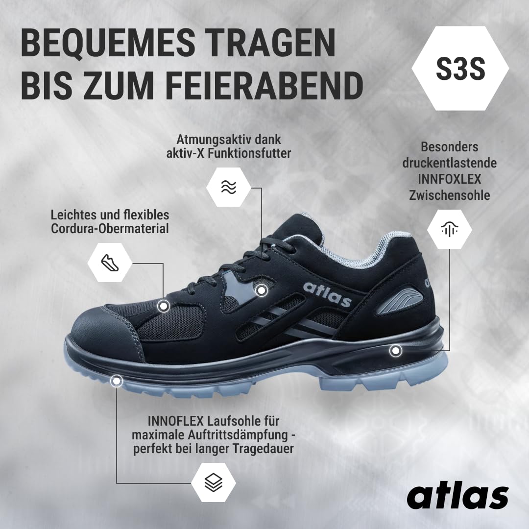 Atlas Flash 6305 XP ESD buty ochronne dla mężczyzn i kobiet S3, wodoszczelne, Cordura, aluminiowa noska, szerokość 10, rozmiar 48