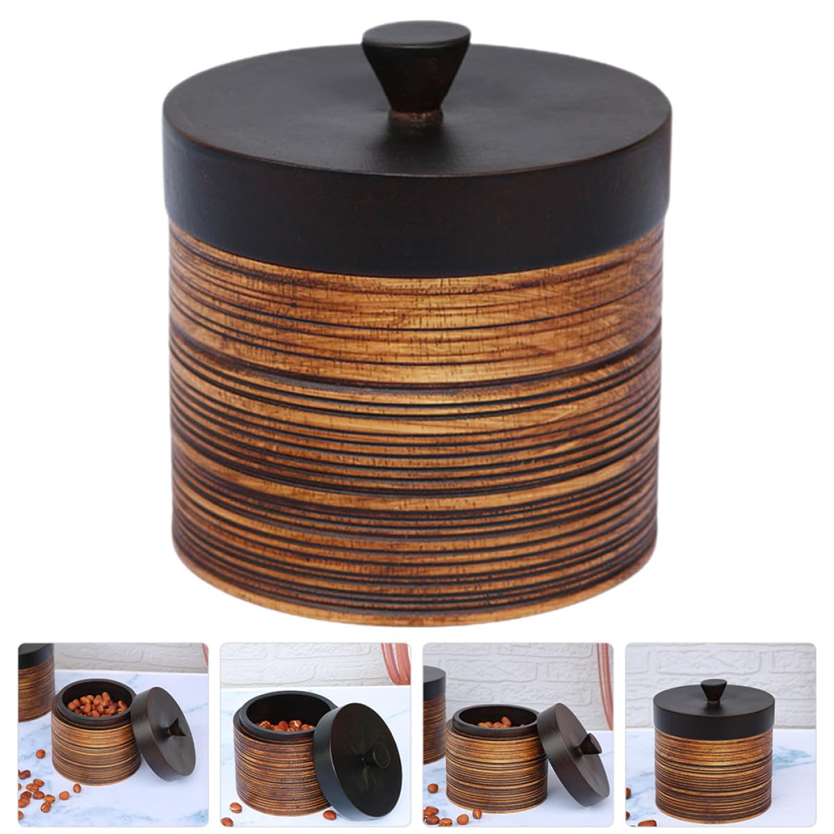 TIDTALEO Contenitore Raffinato per Legno Ermetico Tè e Coperchio Tisane Scatola Semplice Caramelle Design Buona Sigillatura Uso Domestico