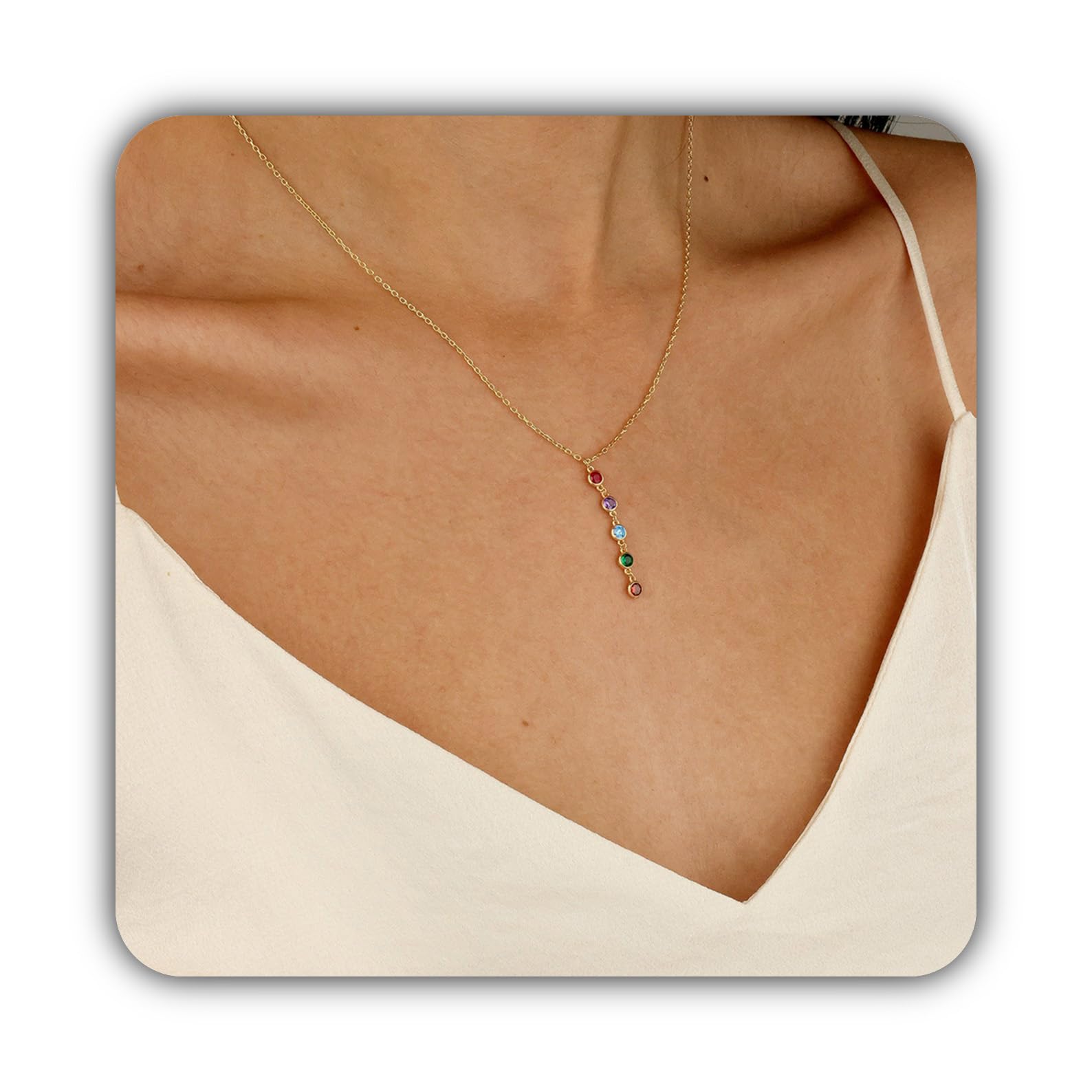 Verticale collana con pietre, nascita pietre elegante Natale