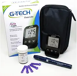 Medidor de Glicose G Tech Free Lite - Kit Completo MAIS 1 Caixa de Tiras com 50 unidades