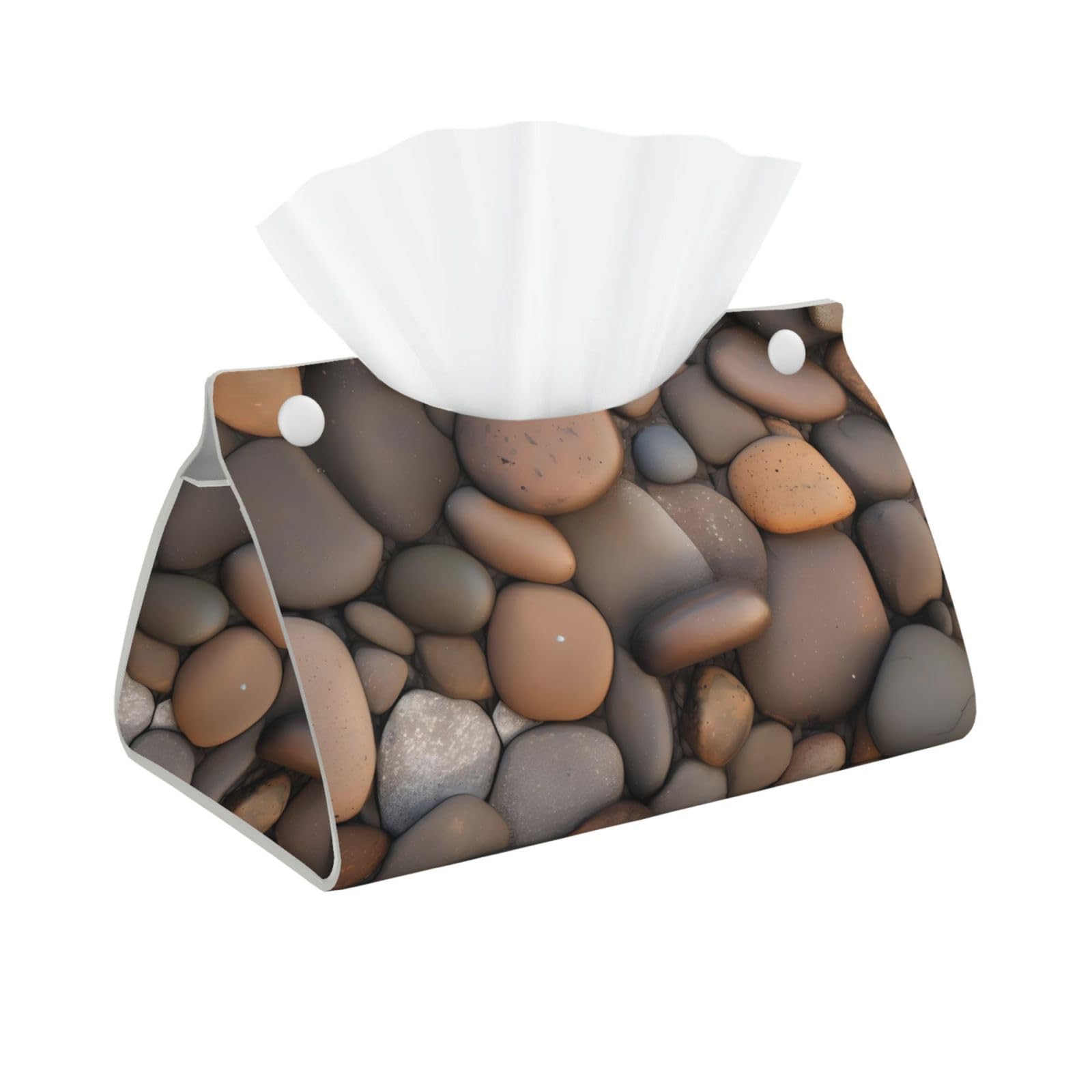 Pebbles in the beach Long Leather Tissue Box Cover-Waterproof PU Leather Tissue Holder for Bathroom, Decorative Rectangular Tissue Case