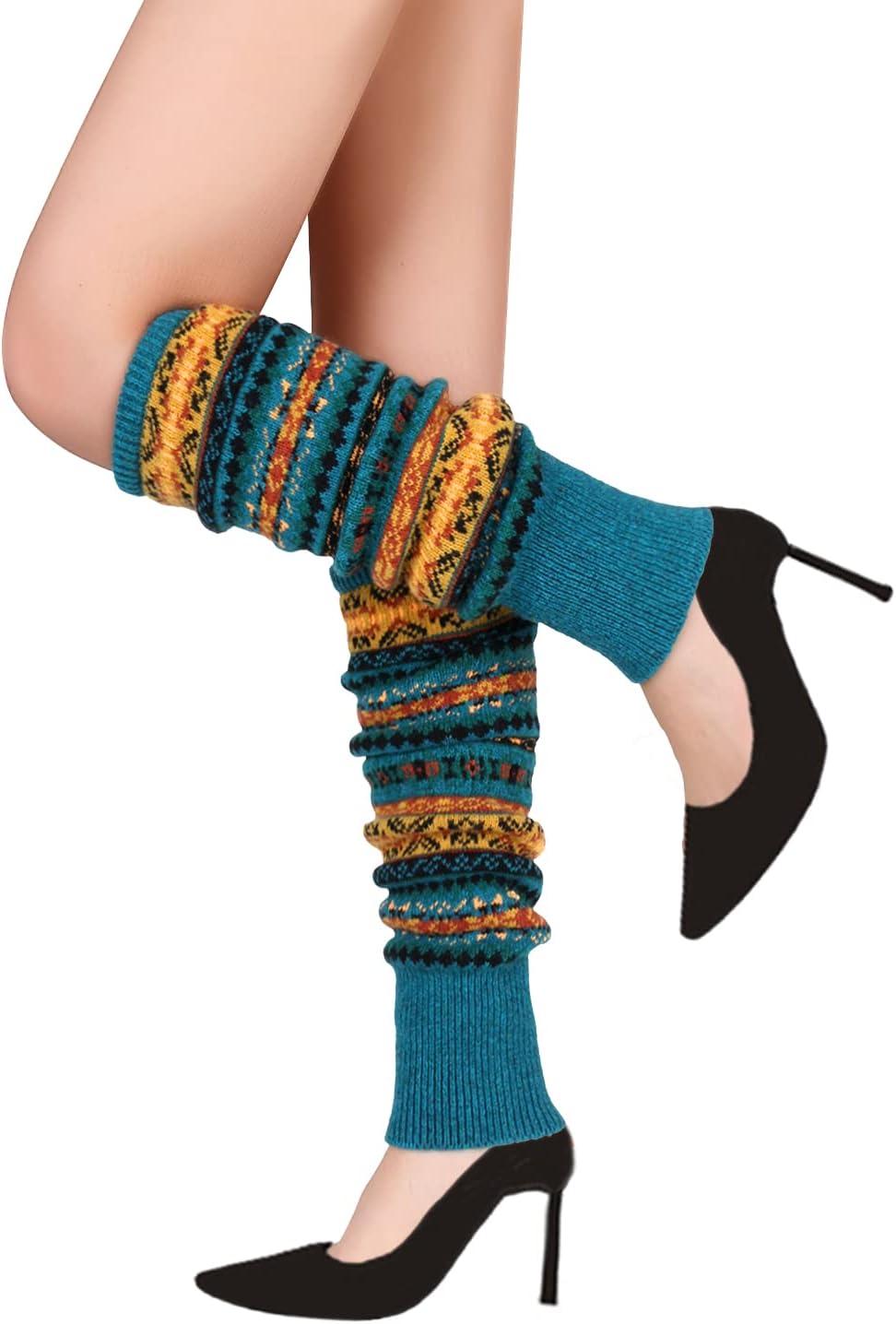 Benefeet Sox Leg Warmers for Women Girls Wool Knit Leg Warmer for Winter Bohemian Patterned Long Leg Warmer - Image 6