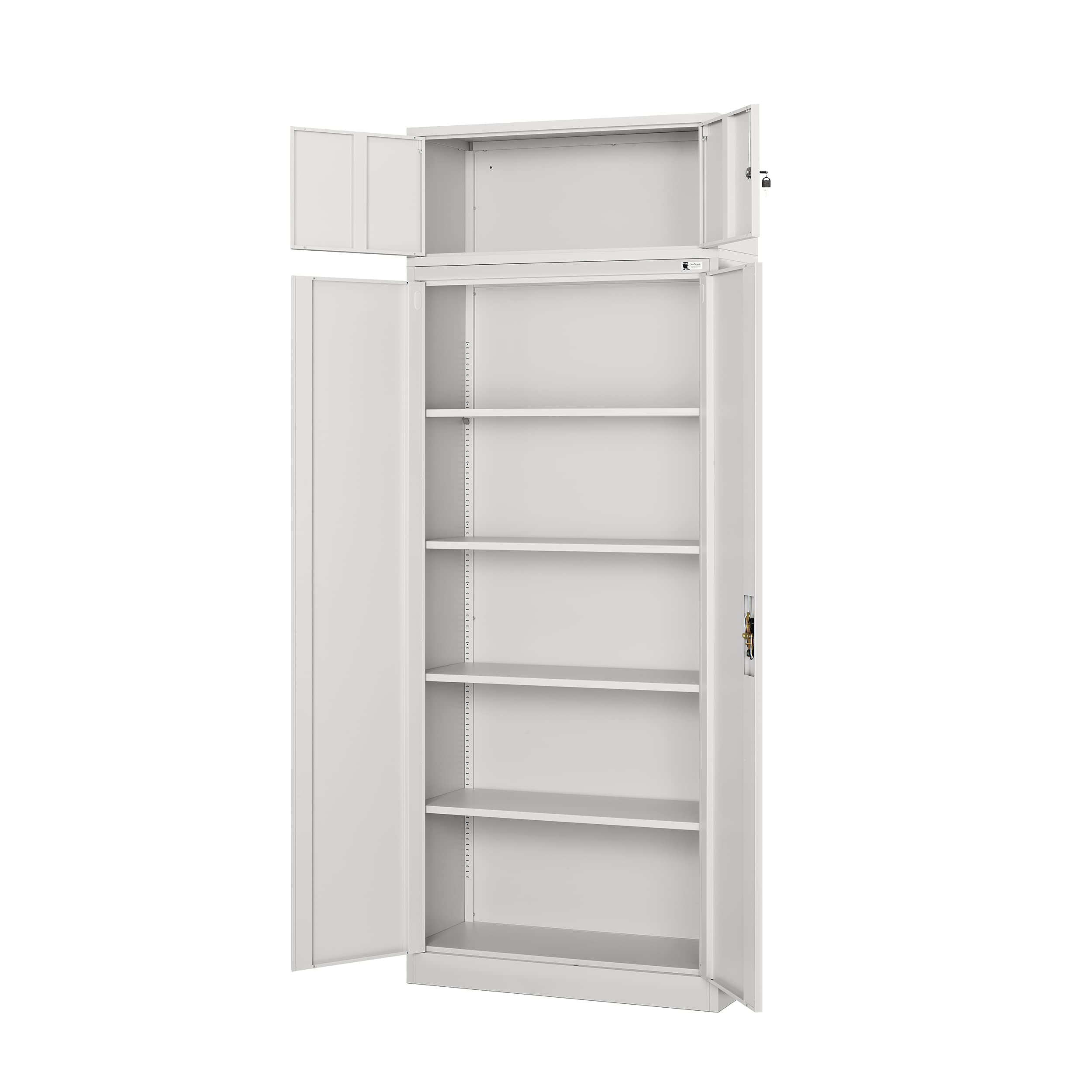 Jan Nowak Aktenschrankaufsatz C01L Aufsatz für Aktenschrank Büroschrank Metall Pulverbeschichtung Flügeltüren 38 x 90 x 40 cm (Grau)