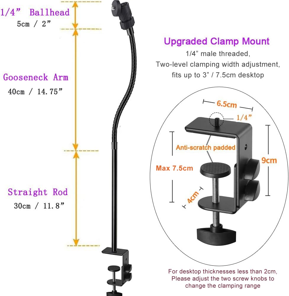 Projector Holder SUNNINGUP Webcam Mount And Phone Holder, Gooseneck Mount For Webcam Logitech C925e C922x C922 C930e C930 C920 C615, GoPro Hero10/9/8/7/6/5, Hero Max Webcam Stand For Desk