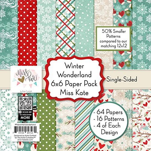 6x6 Pattern Paper Pack – Winter Wonderland - for Christmas Scrapbook Premium Specialty Paper Single-Sided 6