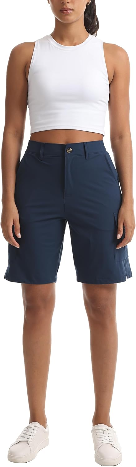 Women's Lightweight Hiking Cargo Shorts for Running Athletic Camping Travel Golf - Water Resistant with 5 Pockets - Image 7