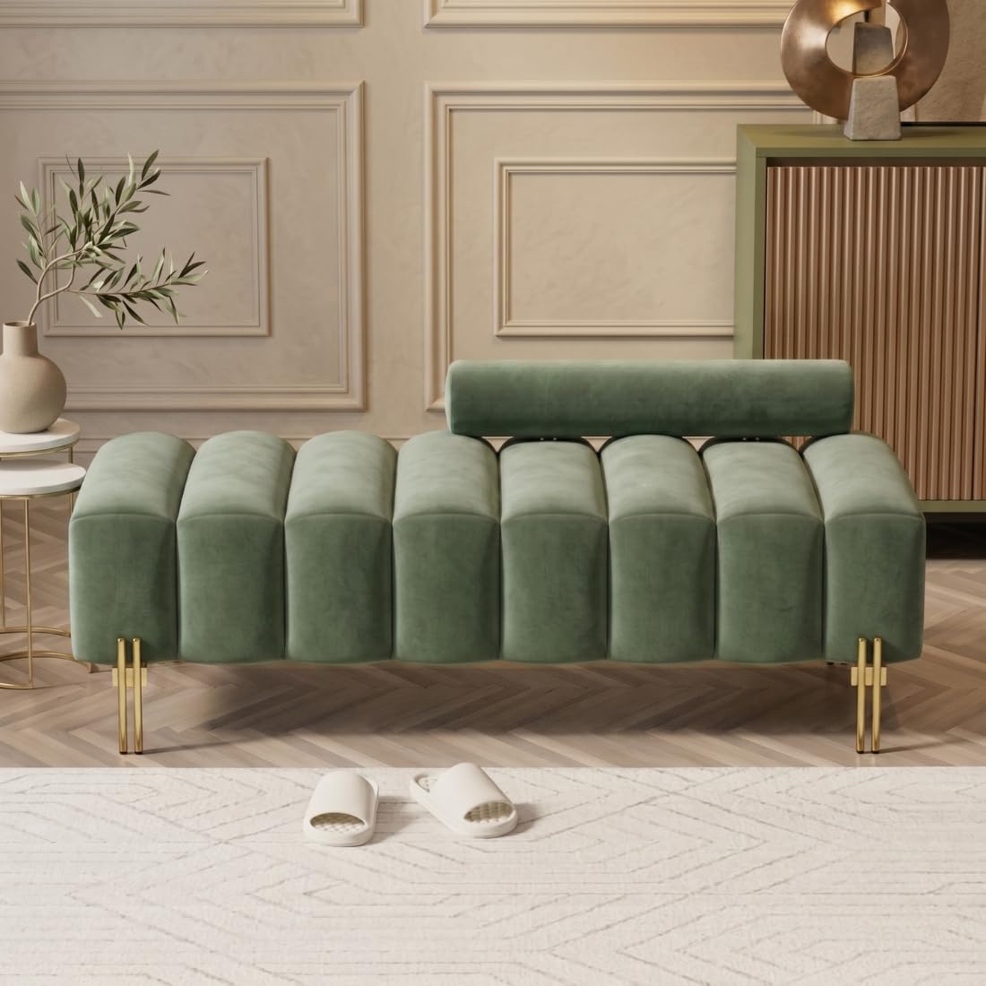 Adore 3 Seater Sofa for Living Room & Office | Premium Fabric Upholstery | Solid Wood Frame | Comfortable Seating | 3 Years Warranty (Frosty Green, Storage Ottoman)-image-37