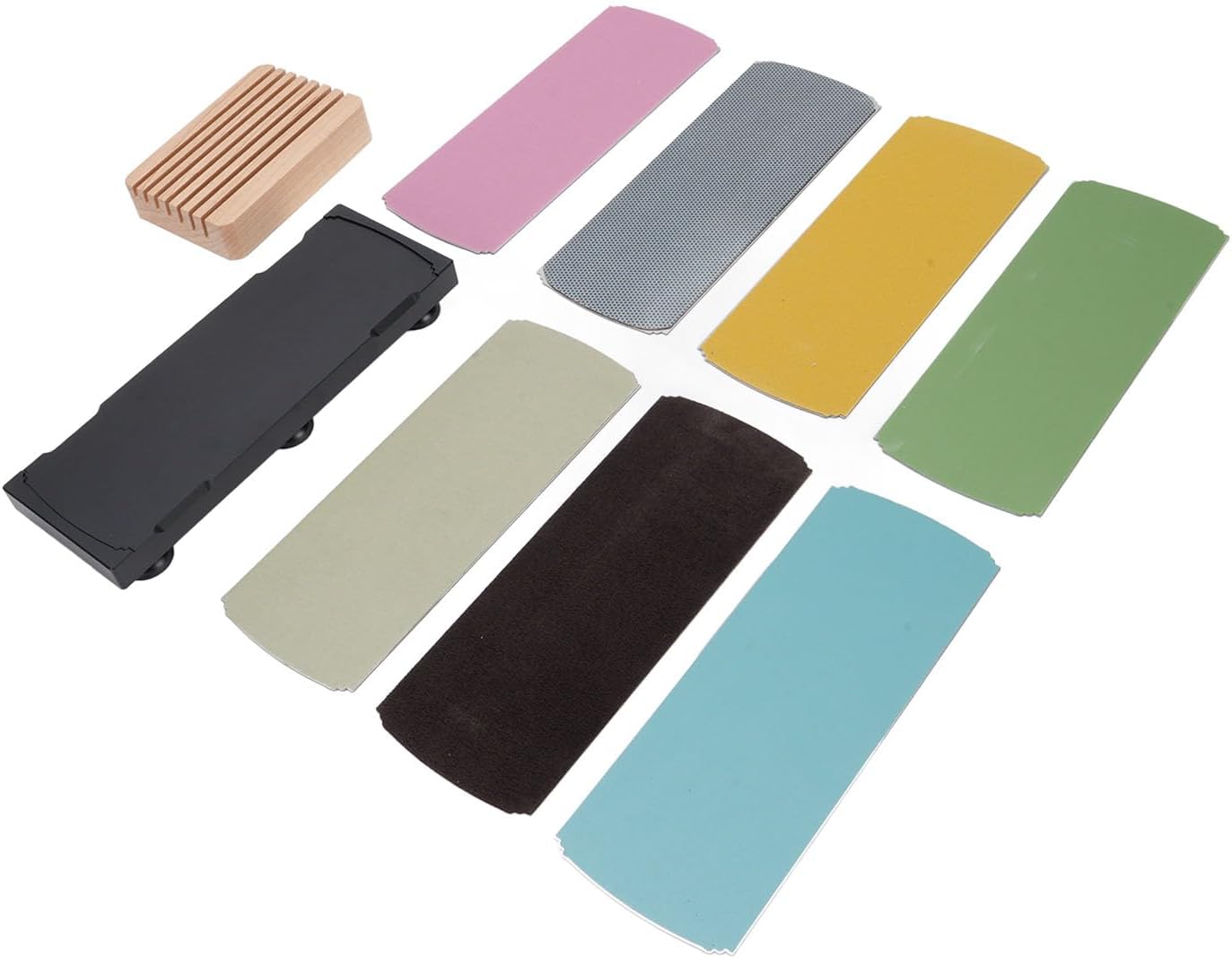 Sharpening Kit, Coarse Medium Fine Grit Leather Sharpening Sheet, Bamboo Base Tool with Magnet, Ideal for Professional Chef & Home Cook Kitchen Knives