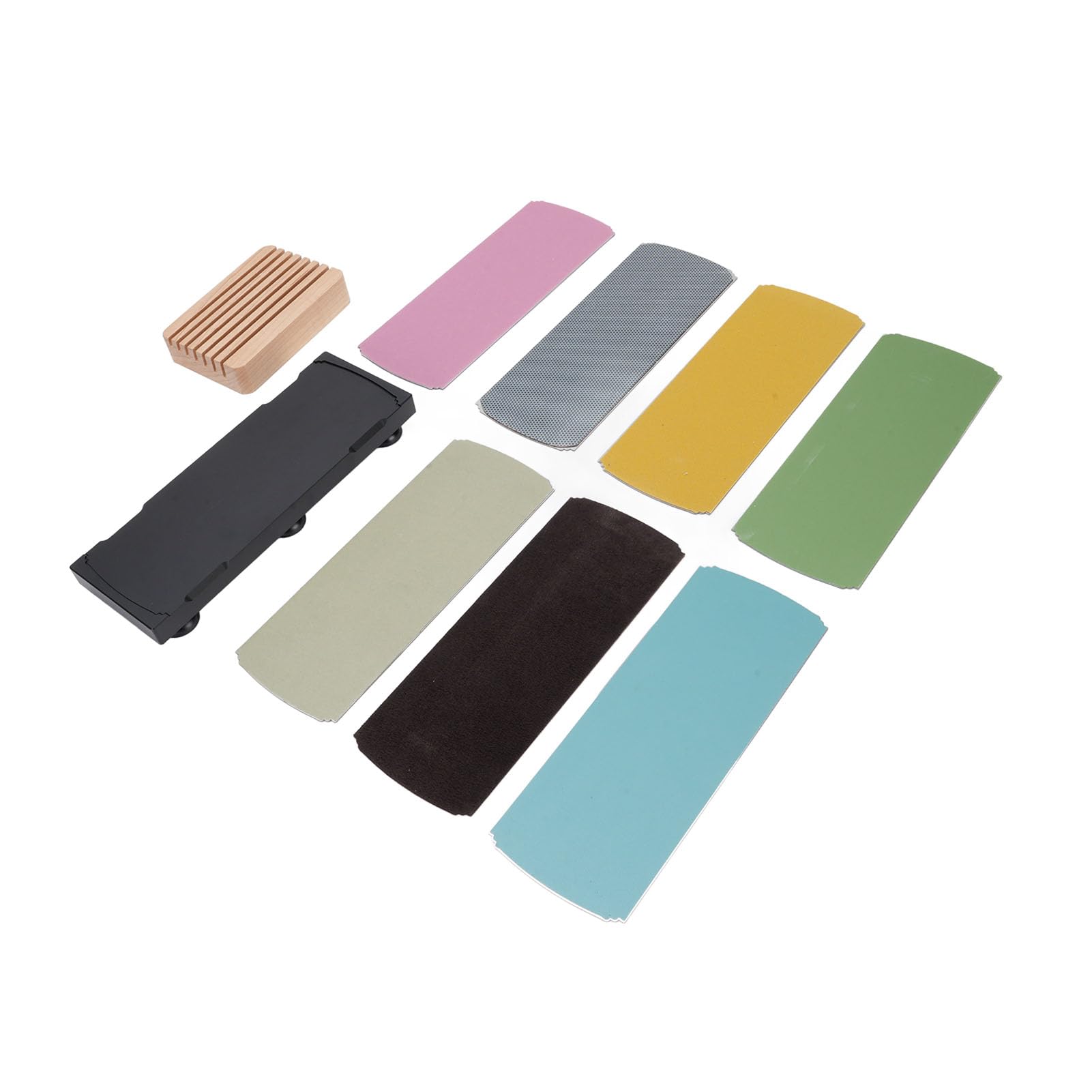 Zerodis Foglio per Affilare Lame in Pelle, Kit per Affilare Pietra per da 7 Pezzi, Affilatore Diamantato per Lucidatura a Specchio Grana 8000, Elevata planarità 0,015 Mm per Chef di Cucina e Cuochi