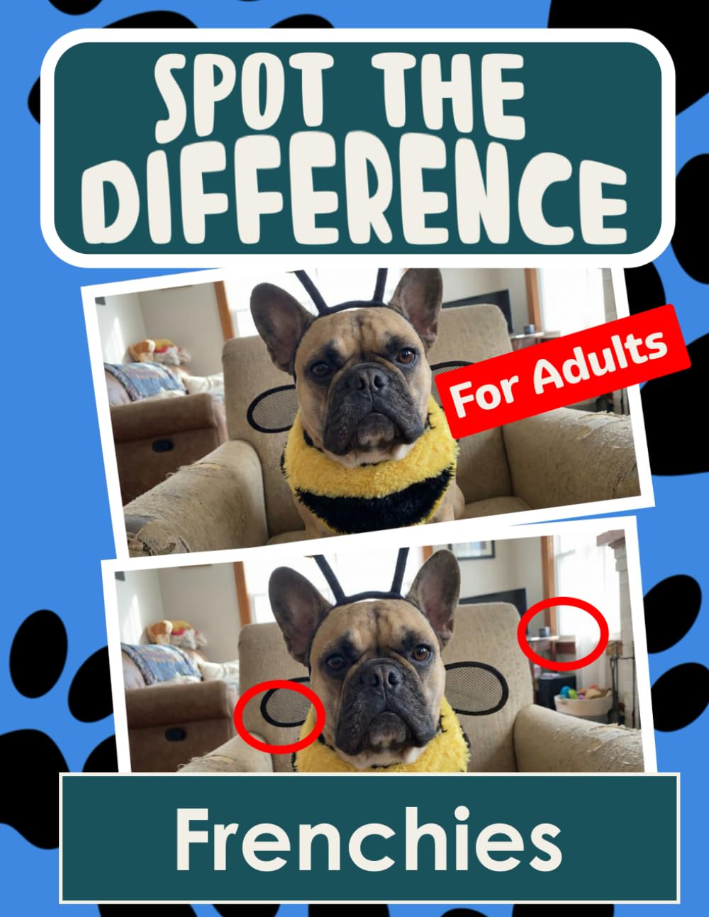 Spot the Difference Book for Adults - Frenchies: Difficult Image Puzzles for Adults