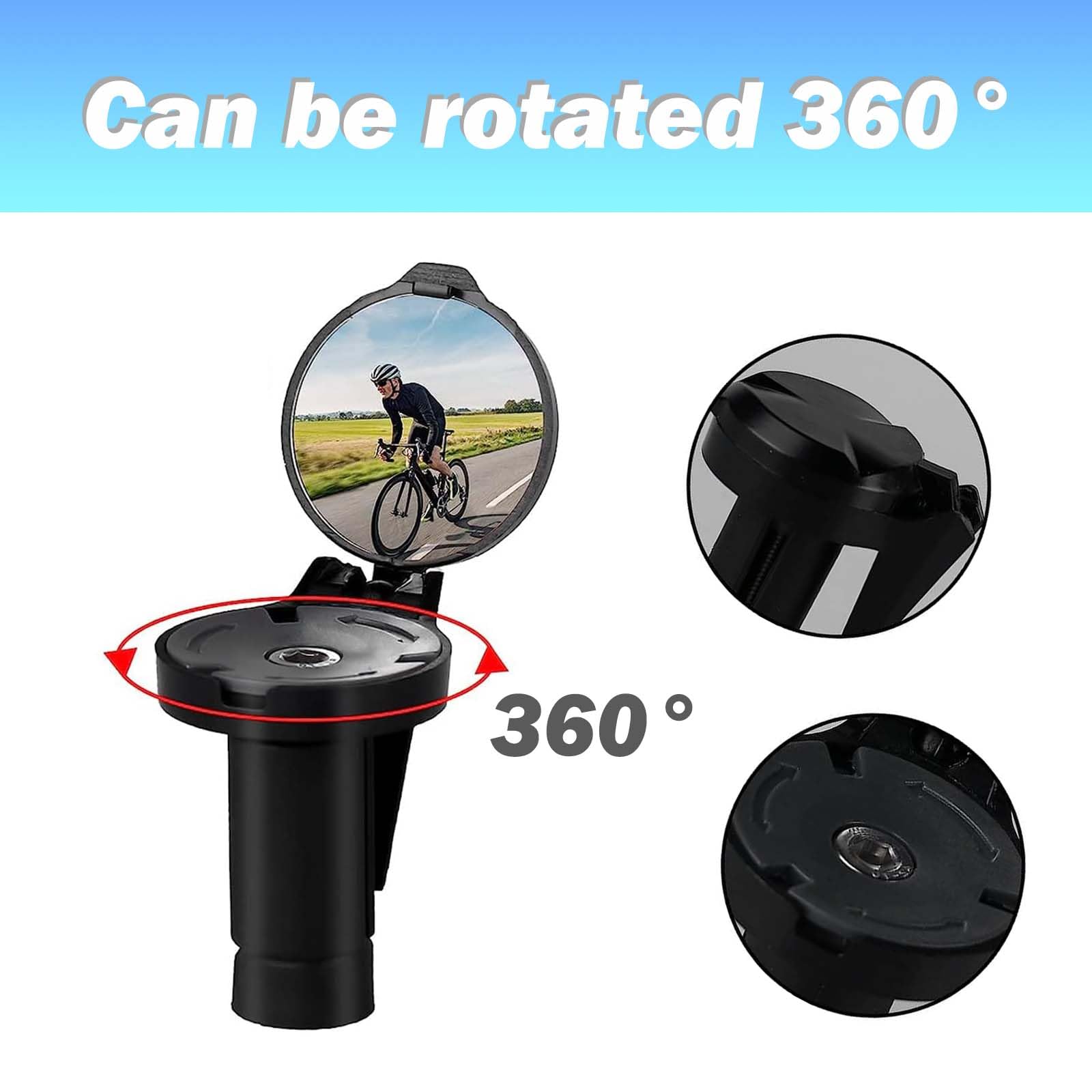 Rétroviseur De Vélo Ezweiji - Rotatif 360° - Pliable - Universel Pour Guidon 16-22mm