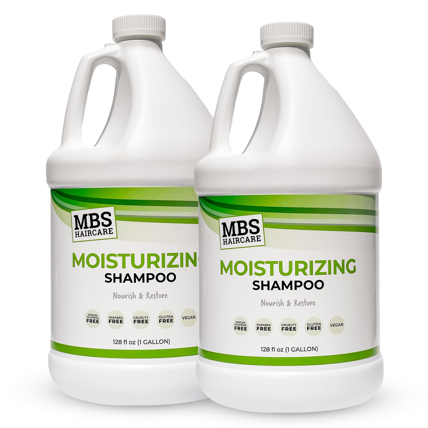 MBS The Agora MBS Haircare Moisturizing Shampoo, Gallon (Duo Pack) - (1 Gal) (Sodium Chloride Free, Paraben Free, Vegan)