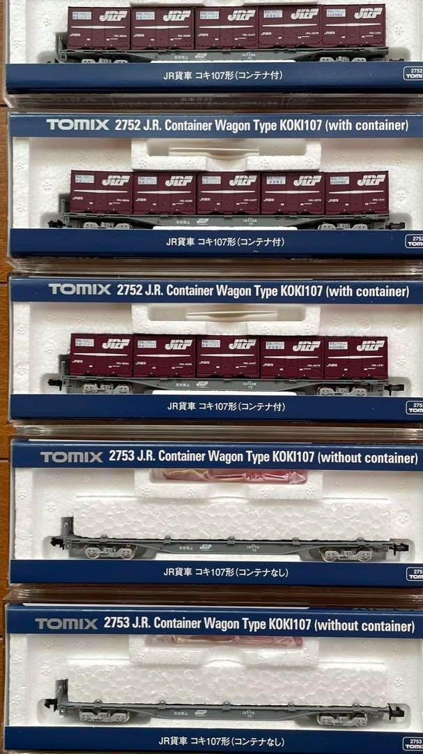 TOMIX 27522753 JR貨車 コキ107形コンテナ付無し 5両