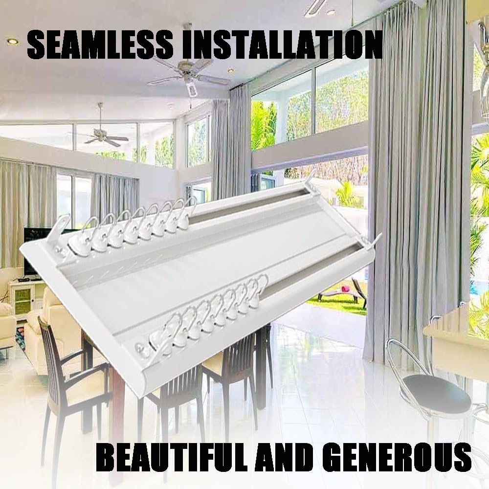 Aluminium 2-läufig Vorhangschienensystem für Raumteiler Schiebevorhänge Ultra dünnes Design für Wohnzimmer Krankenhaus Flügelfenster Schwarz (100cm)