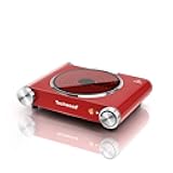 Hot Plate, Techwood Single Burner for Cooking, 1200W Portable Infrared Ceramic Electric Stove with Adjustable Temperature, 7.1” Cooktop for Home/RV/Camp, Compatible for All Cookwares, Red