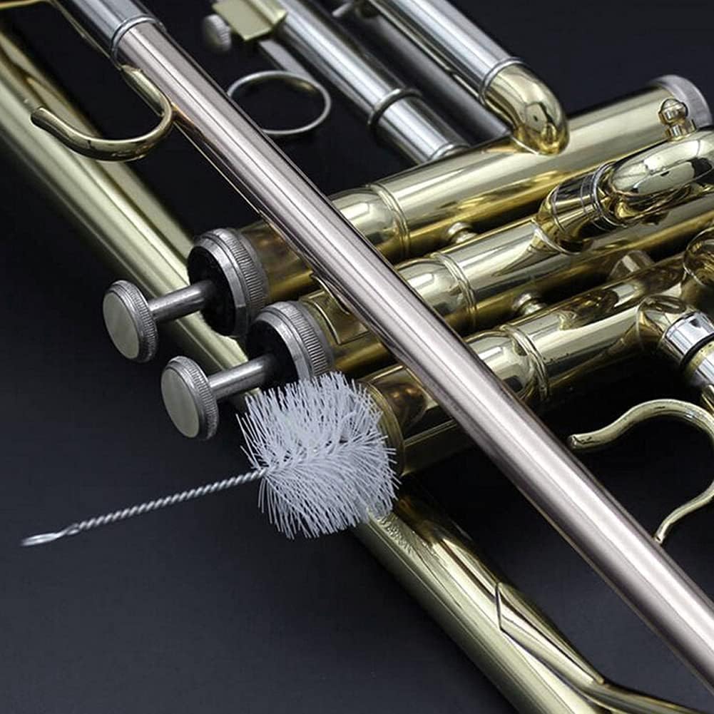 Kit de Limpieza para Trompeta, 4 Pzs/Set Cepillo Serpiente para Boquilla Cepillo Flexible para Válvula con Varilla Limpieza Kit de Limpieza y Mantenimiento para Instrumentos Musicales de Corneta