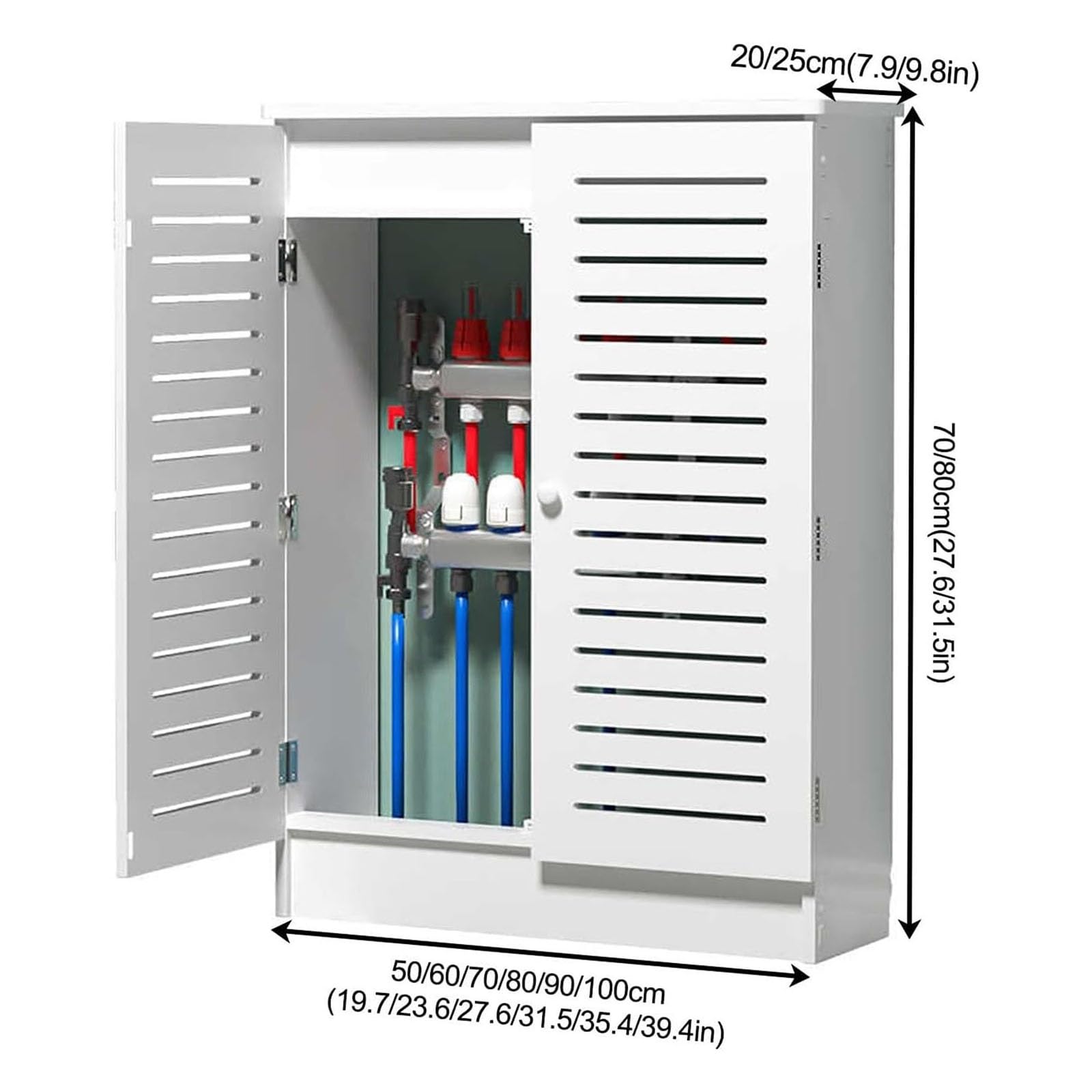 Osłona Grzejnika Żaluzjowy Grill Grzałka Boczna Szafka Grzewcza, 4-stronna Ukryj Zagracony Zawór Rurowy Szafka z Barierą Prywatności(39x31x10in/100x80x25cm)