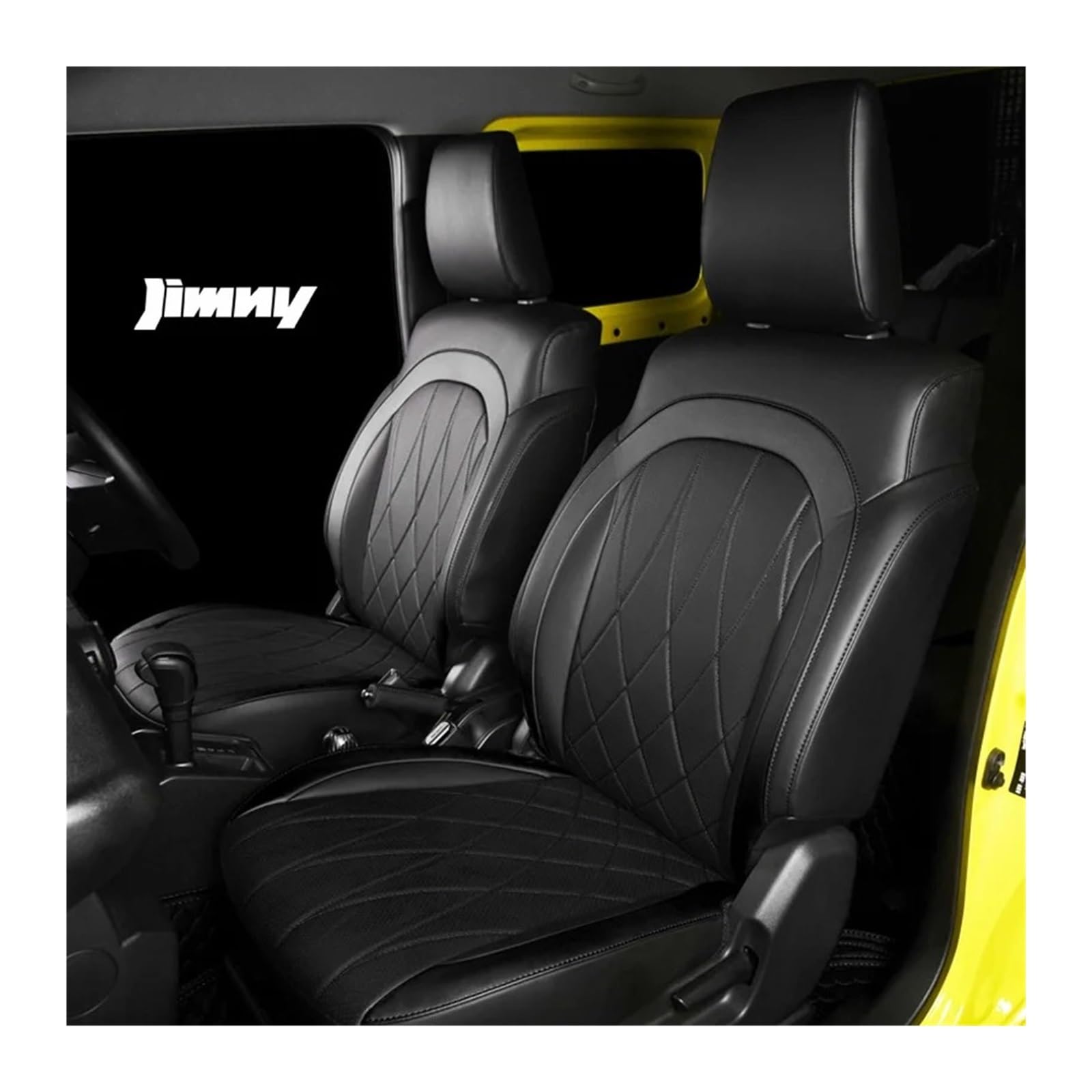Generico Set Coprisedili Macchina per Suzuki per JIMNY Jb64 Jb74 2023-2019 Seggiolino Auto Personalizzato Coperture Cuscino Set Pelle Traspirante Airbag Compatibile