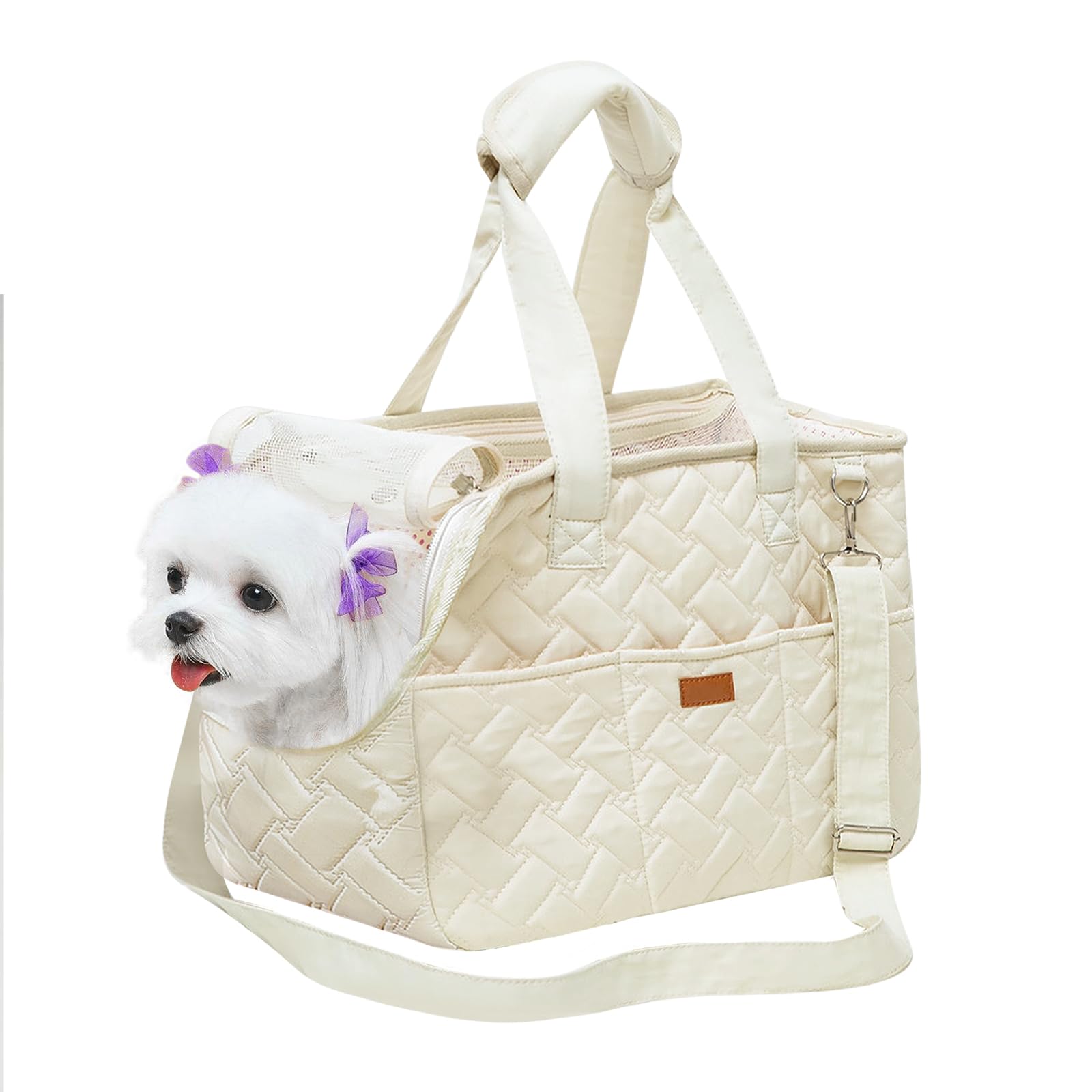 Hundetragetasche bis 5kg – Hundetasche für kleine Hunde Katze, Tragetasche Hund, faltbar, atmungsaktiv, mit Sicherheitsgurt, Taschen, Transporttasche, ideal für Outdoor, Reisen, Auto (35x25x15,5cm)