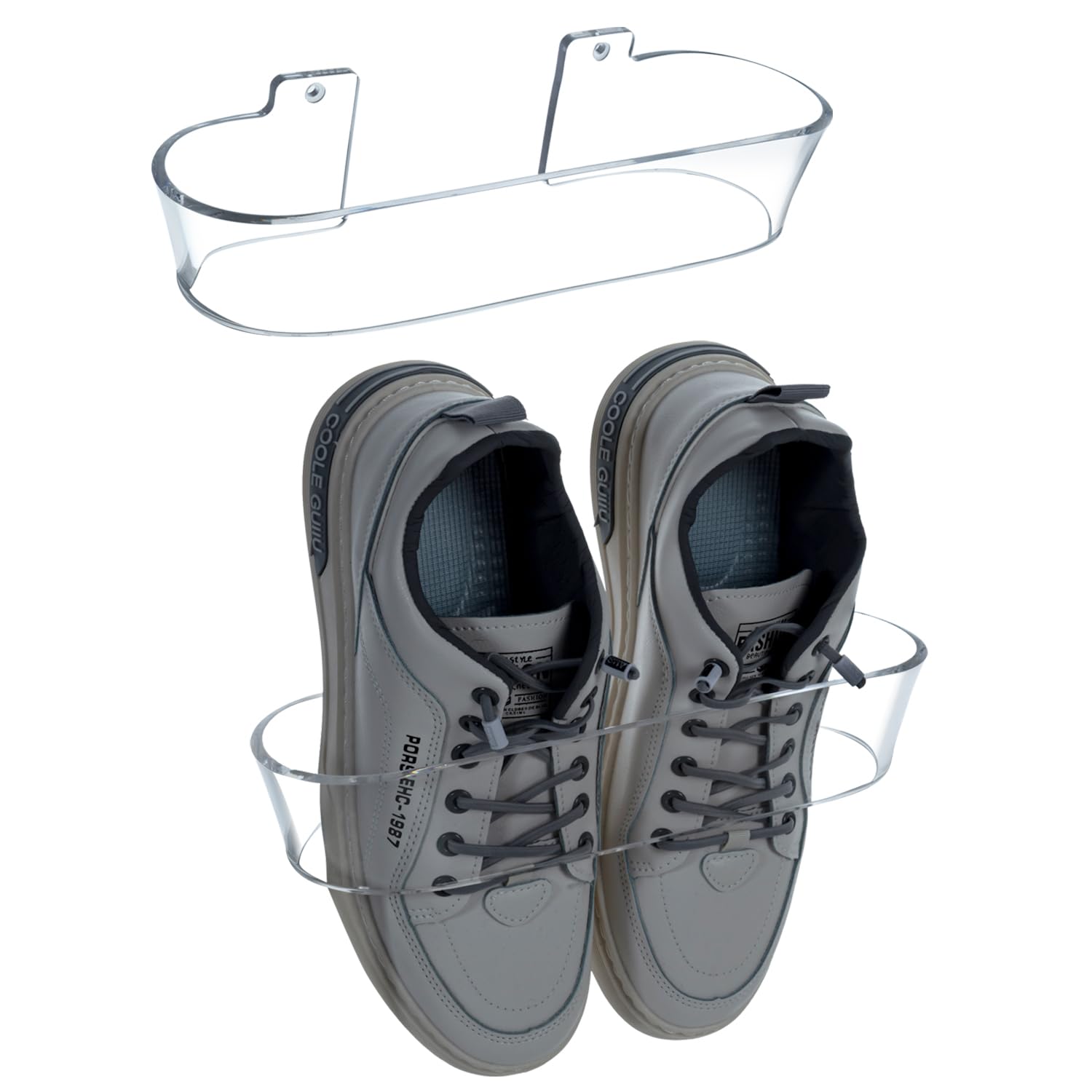 MyGift 11 Inch Round Premium Clear Acrylic Floating Shoe Storage Racks, Wall Mounted Entryway Footwear Holders, Closet Organizer for Hanging Single Pair of Shoes, Set of 2