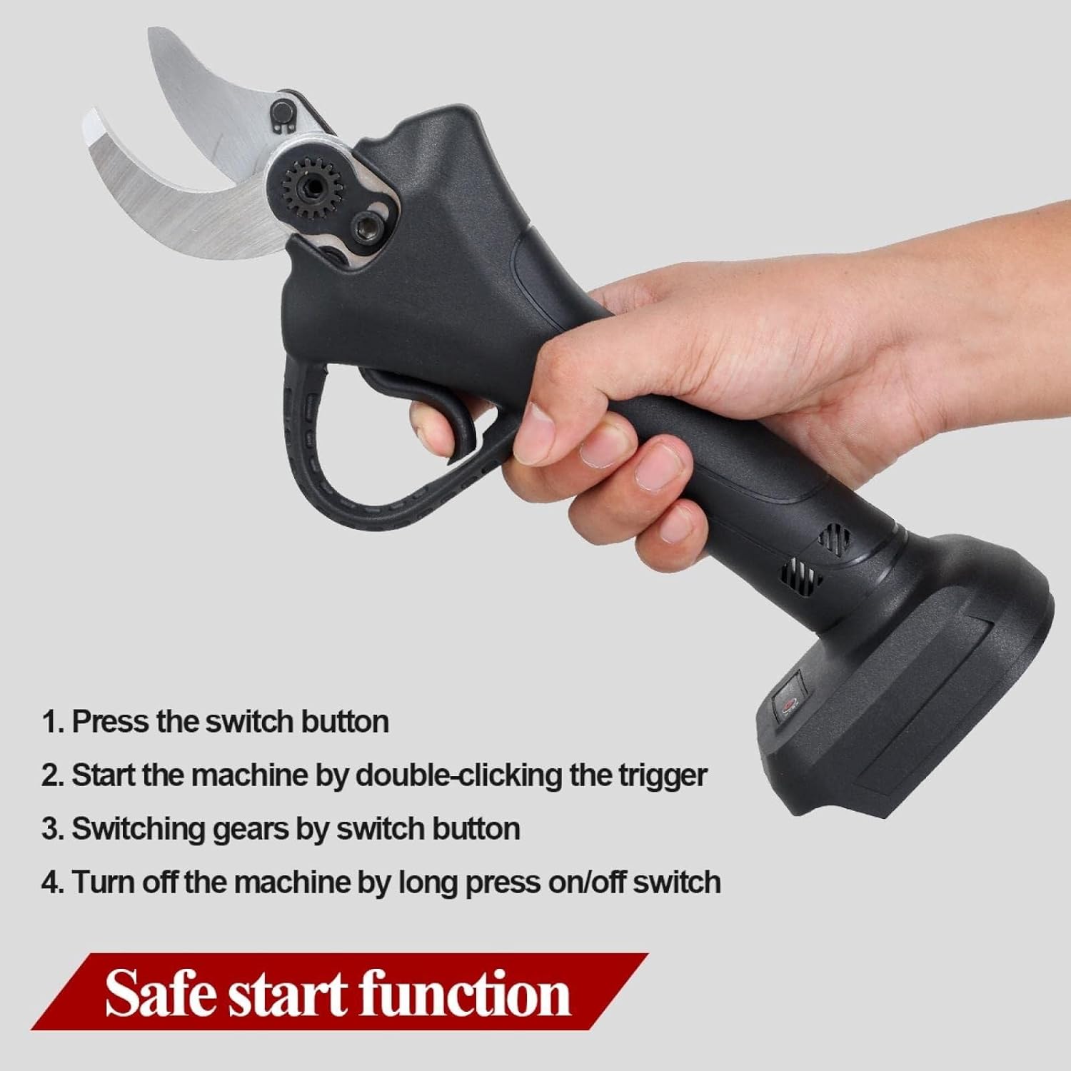 Electric Pruning Shears, Brushless Motor Cordless Tree Branch Pruner, 35mm Max Cutting Diameter, Battery Powered, & Safe Design