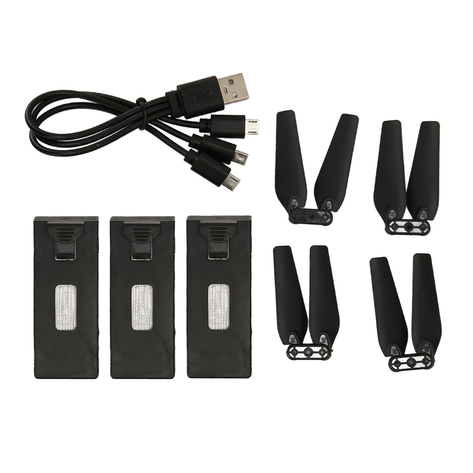 3PCS 3.7V 1800mAh Drone Battery Plug and Play RC UAV Battery with Propeller Blades for E88 E88PRO E525 E99 E99PRO P1 K3 S1