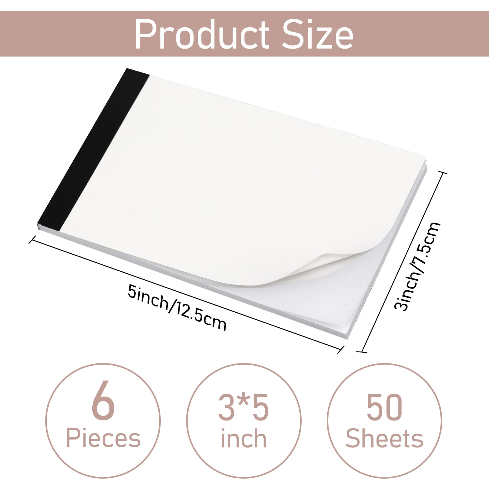 Amaxiu Lot de 6 blocs notes vierges 7.5 x 12.5 cm 300 feuilles