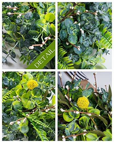 Green Eucalyptus Wreath For Front Door Year Round, 20'' Farmhouse Front Door Wreath For Spring Summer Artificial Wreath For Porch Window #TOP2