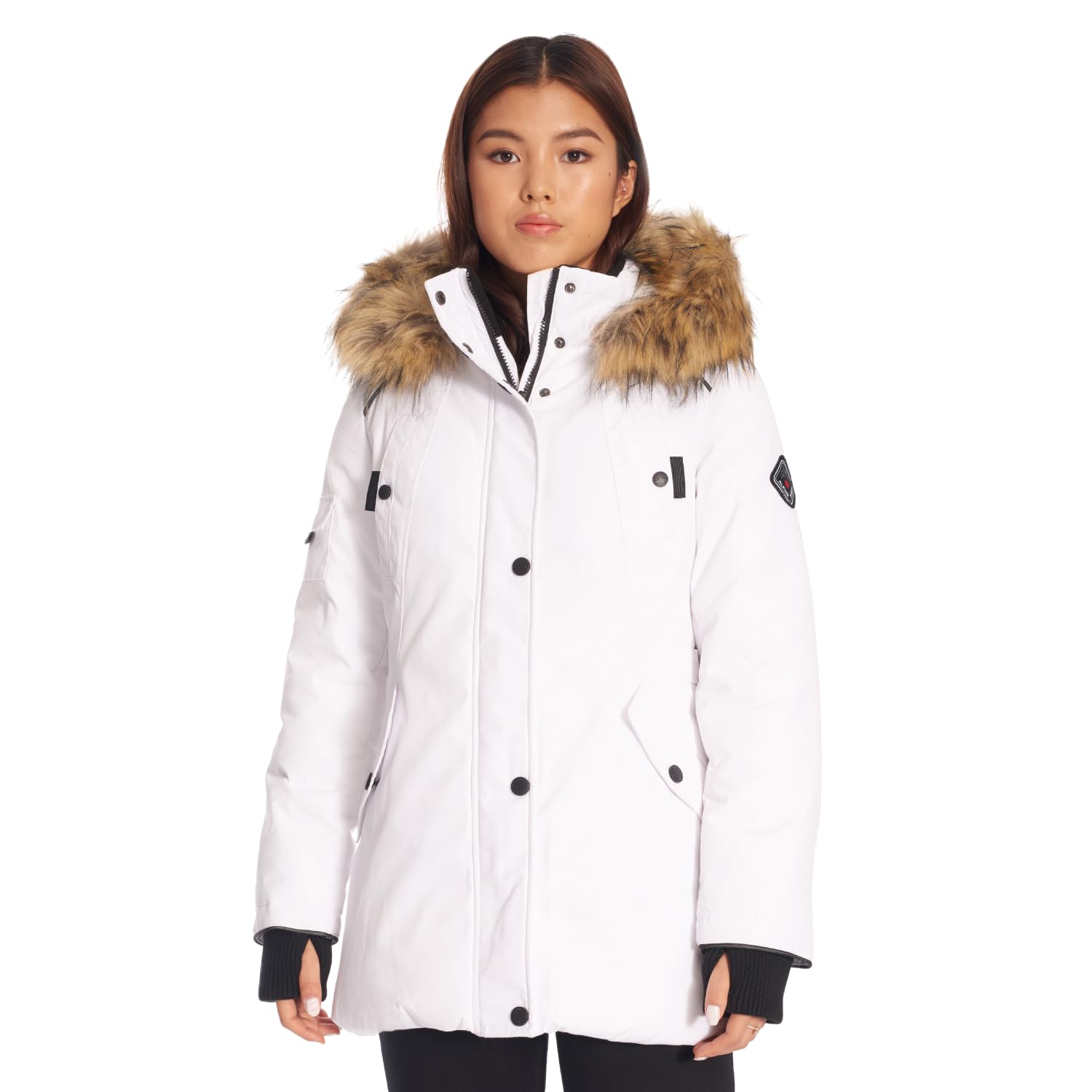 ALPINE NORTH Glacier Women’s Vegan Down Winter Coat with Faux Fur Hood - Parka Jacket for Women