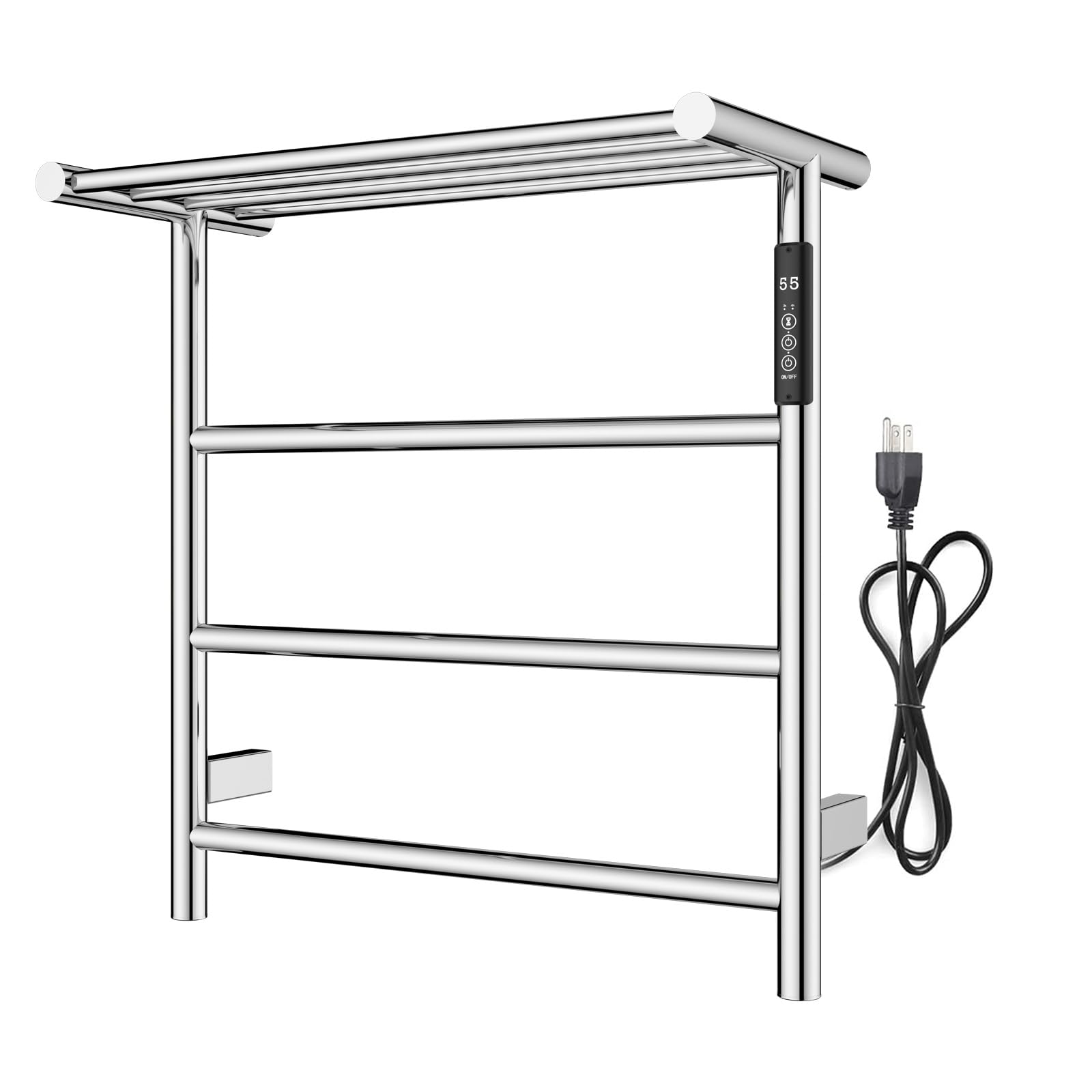 Wall Mounted Electric Towel Warmer, 304 Stainless Steel Hot Towel Warmer for Bath Heated Drying Rack 3 Square Bar 65W,Chrome