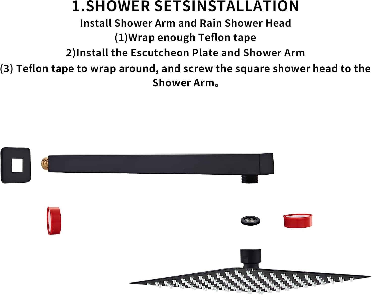 10" Matte Black Shower Faucet Set – Square Rainfall Showerhead + Handheld & Waterfall Spout, Wall-Mounted, Anti‑Clog Silicone – Modern Bathroom Hardware