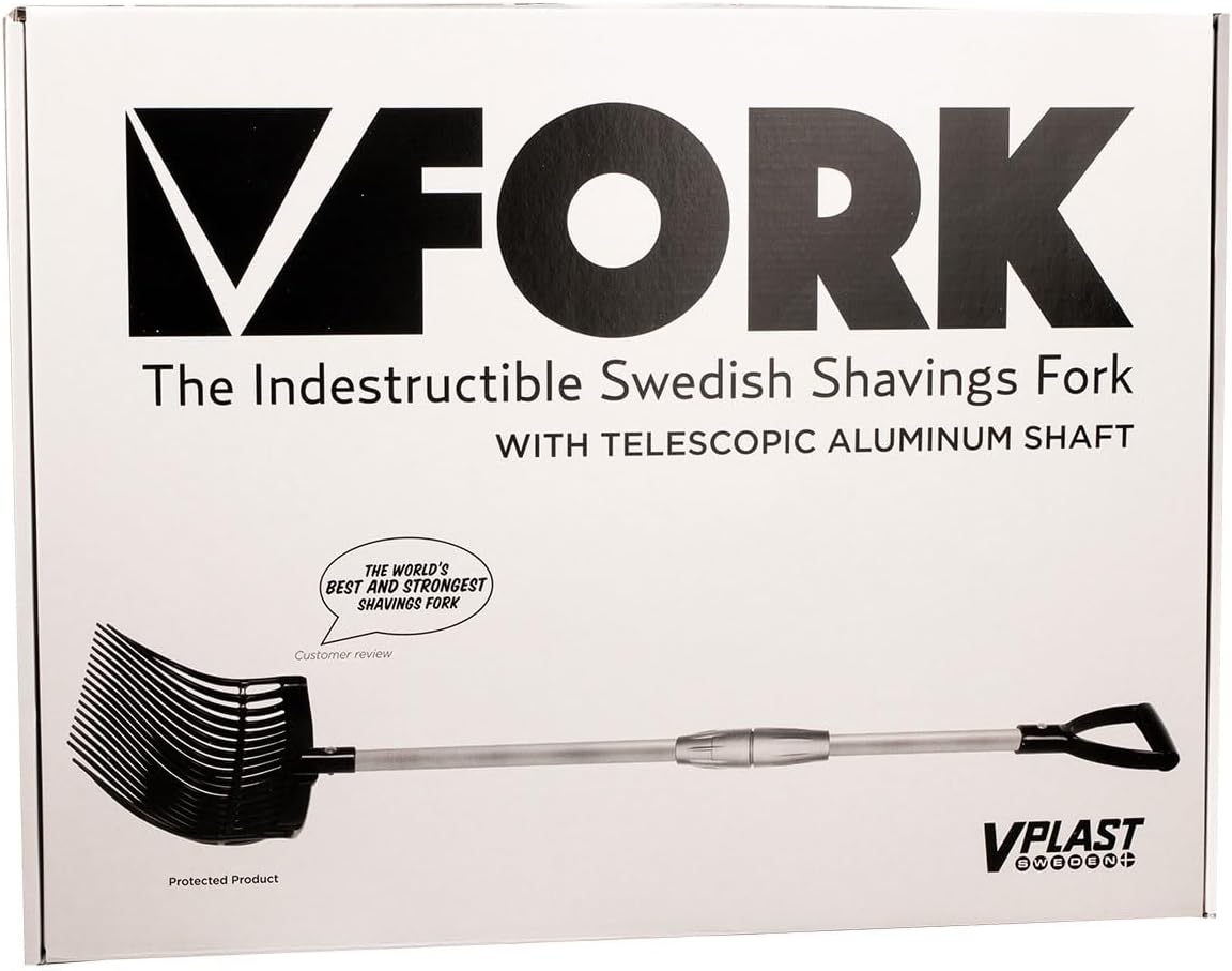 Country Pride Original Farm Fork, Durable Polycarbonate 16-Tine Barn Fork, Telescopic Aluminum Handle 2.5-3.7 ft, Lightweight UV-Stabilized, Heavy-Duty Stall and Hay Tool (Black)