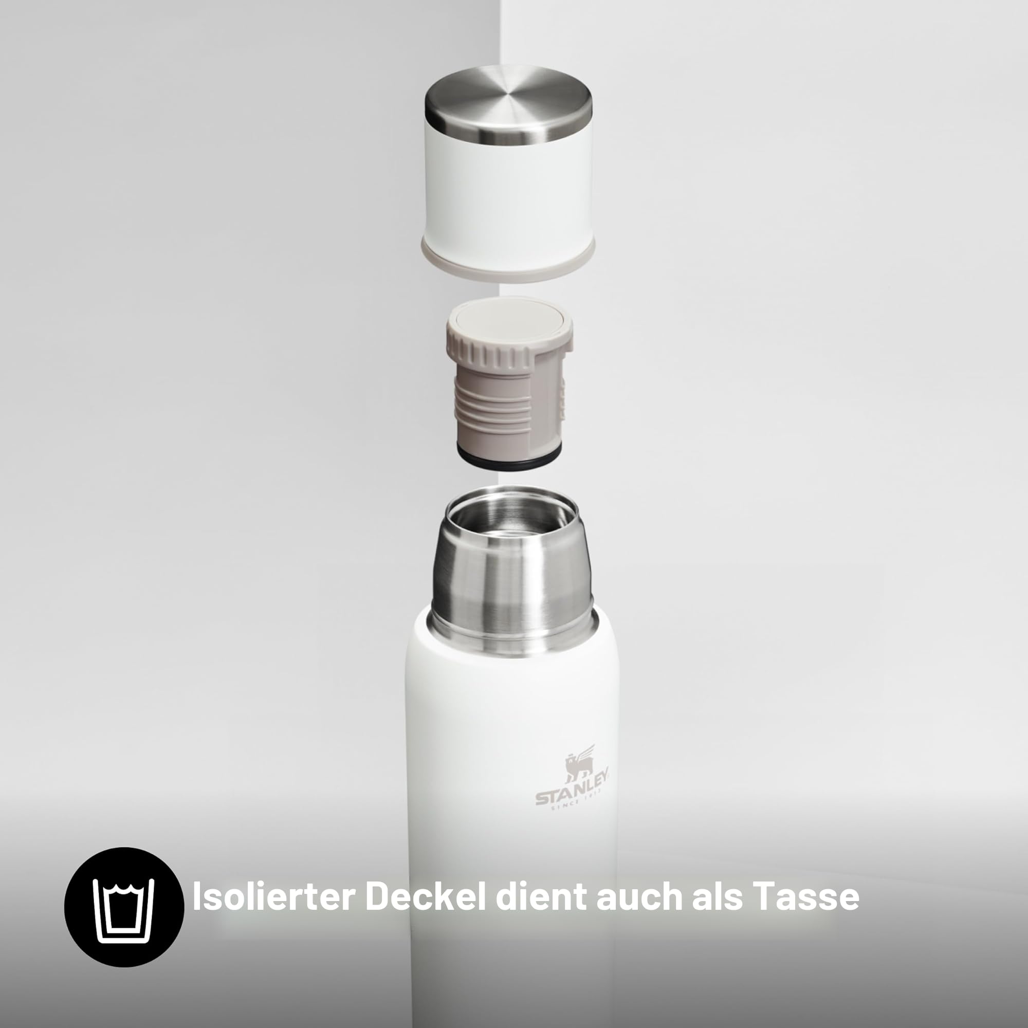 STANLEY 1913 Adventure To-Go Thermosflasche 1L - Frost | Hält 25 Std. heiß - 27 Std. kalt - Auslaufsicher - BPA-frei - Deckel dient als Becher
