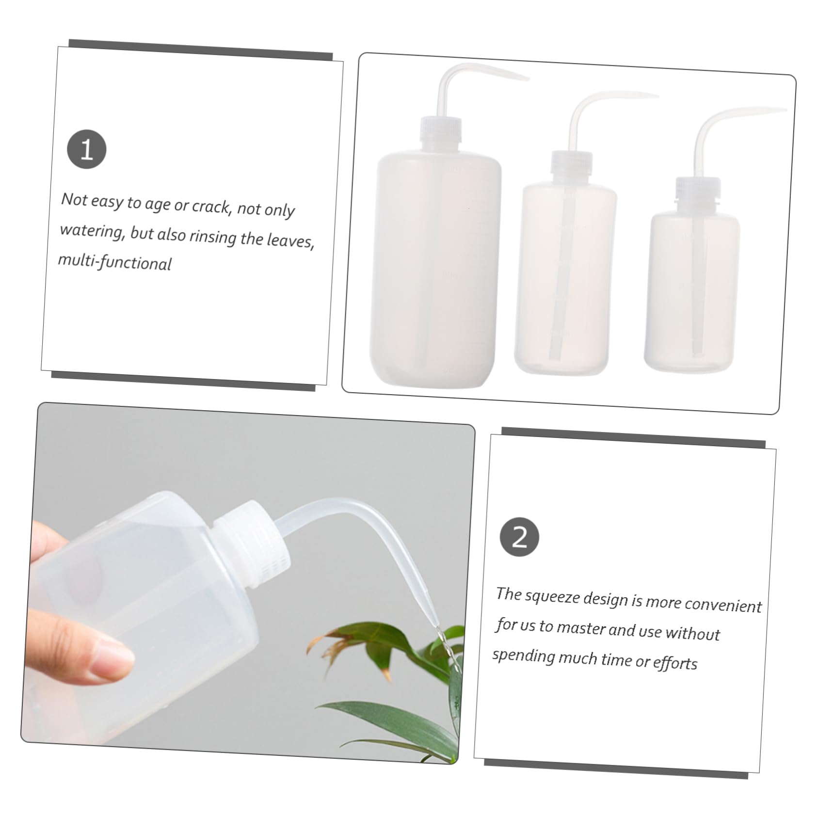iplusmile 12piezas Botellas De Riego De Boquilla Curvada y Escala para Jardinería y Cuidado De Plantas