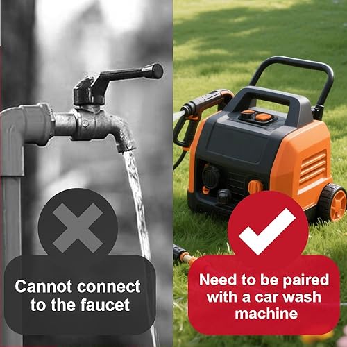 Miniatura 6 de Pistola de lavadora a presión de 3600 PSI con pivote y 4 boquillas, conectar cañón de espuma para lavado de autos - Pistola rociadora de alta