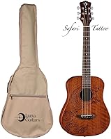 Vista 1 de Luna Guitarra acústica de dreadnought de tamaño de viaje para tatuajes de la serie Safari