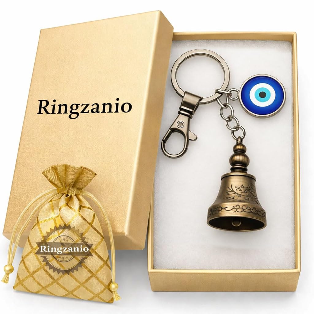 Guardian Bell Keychain for Bike and Car | Tibetan Texture Bell Keychain with Evil Eye | Good Luck Charm Bells | Guardian Bells | Gift for Men | Protection Charm | Gift for Rider-image-20