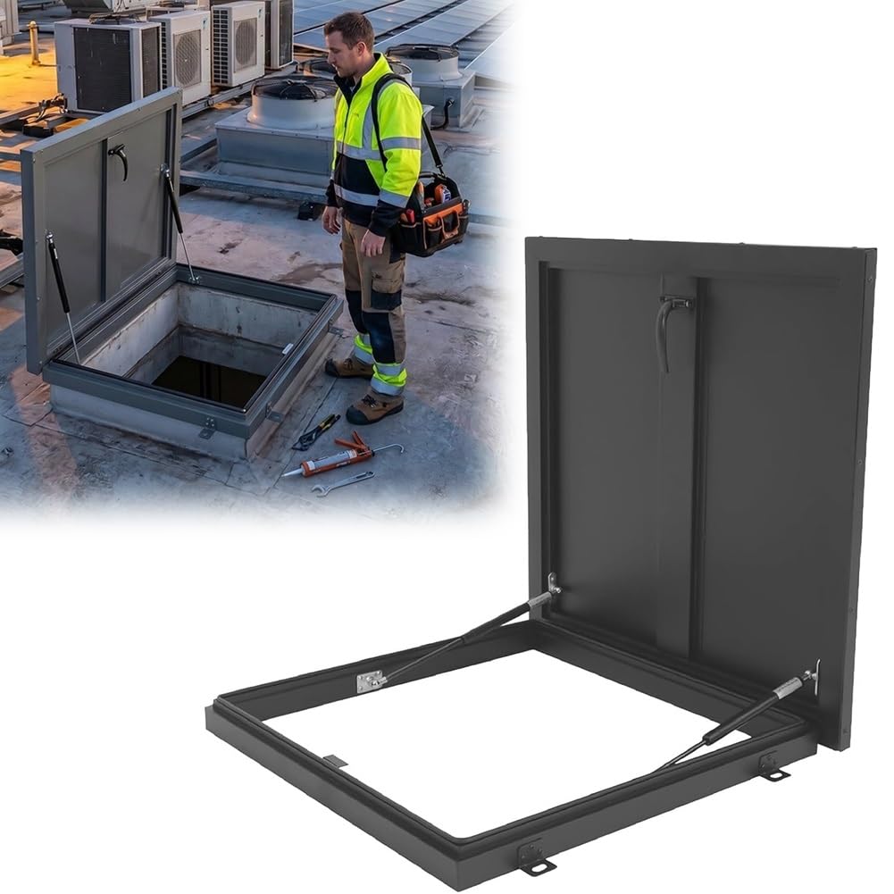Rygcrud Gray Roof Hatch, Galvanized Steel Plate - Waterproof, Attic Accesses Cover For Hotels And Restaurants, Customizable Size(65X75cm)