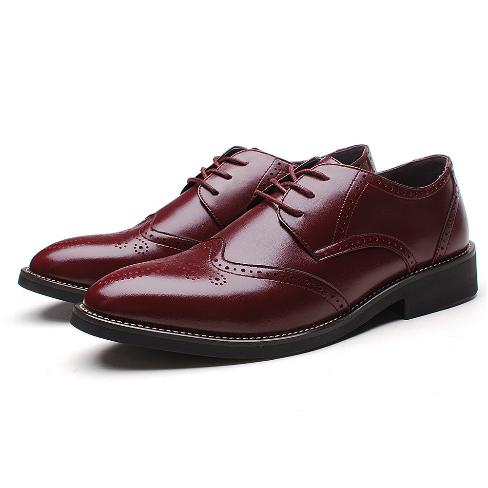 ANUFER Hommes Intelligent Bout Pointu Chaussures Habillées Lacets Formel Affaire Mariage Brogues