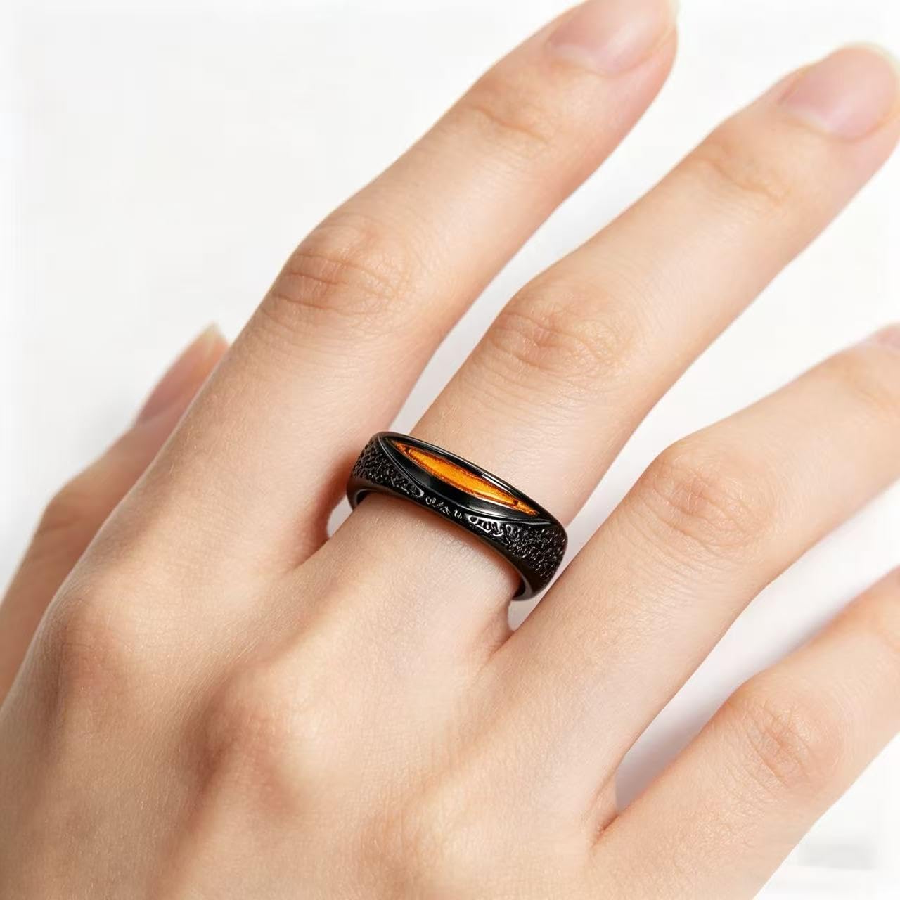 Männer Ringe Edelstahl Berg & Sonne Reliefdesign Schwarz-Gold Verstellbarer Offener Ring Männlicher Statement Ring Schmuck mit Premium Charakter