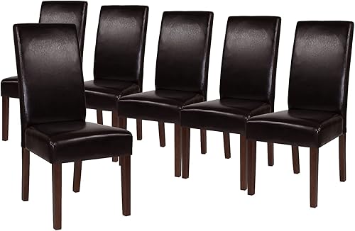 Miniatura 12 de Flash Furniture Greenwich Series - Juego de 2 sillas de comedor Parsons de mediados de siglo con parte trasera tapizada de LeatherSoft beige Beige