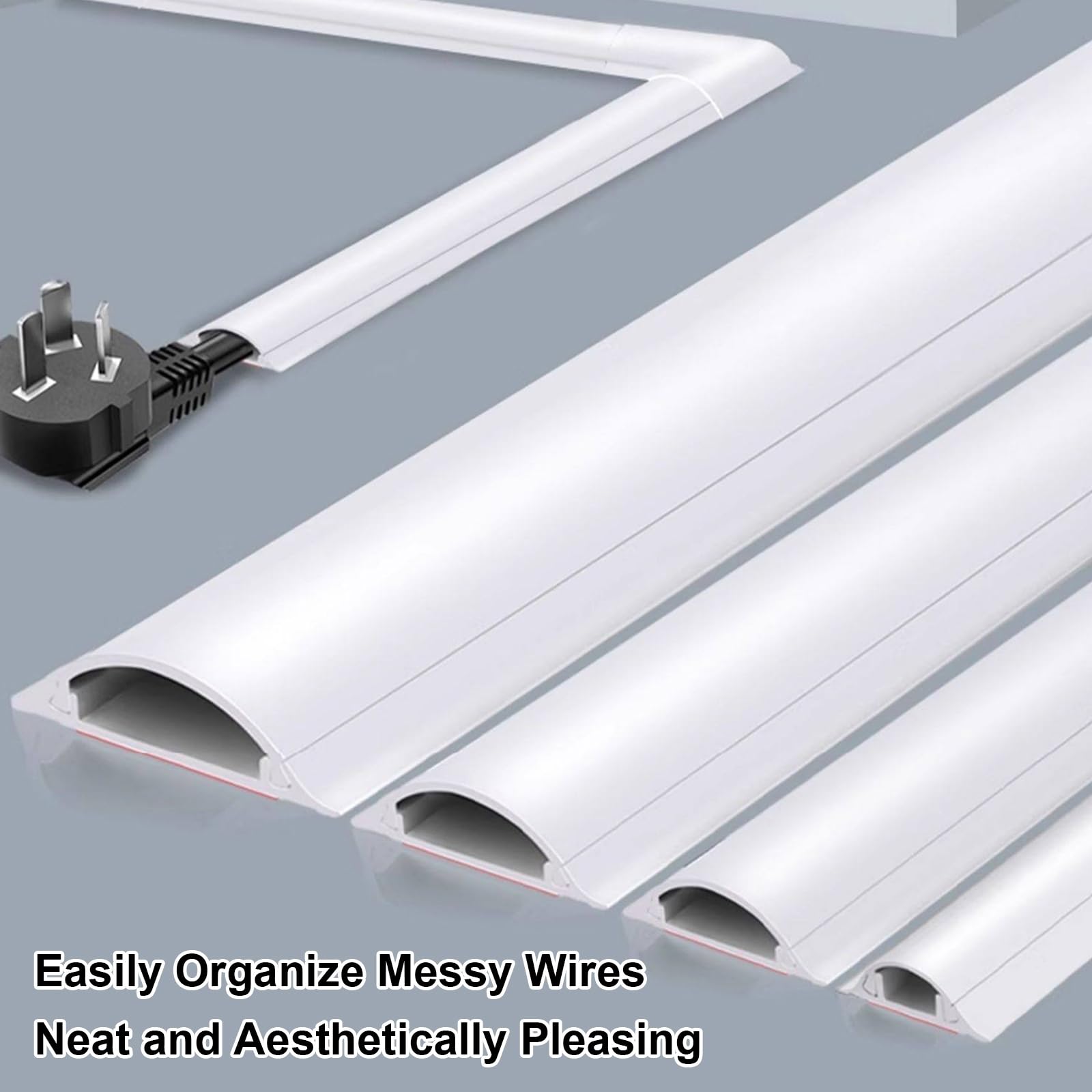 Pasacables Suelo de 100 Cm, Canaleta Cables Pared Adhesivo, Ocultar la Canaleta Cables Suelo de Extensión, Gestión de Cables para El Hogar y la Oficina, Prevenir Viajes(White,6.7 * 1.7cm/2.6 * 0.7in)