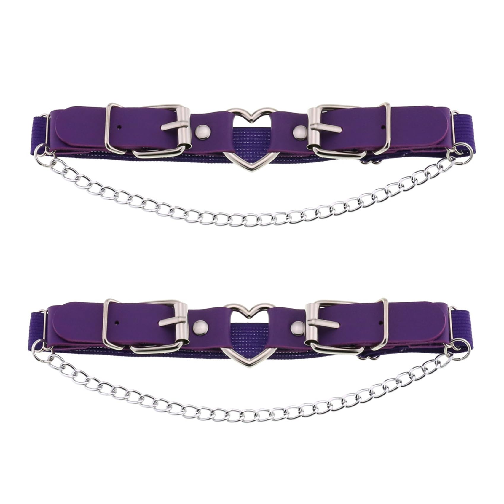 2PCs Leather Leg Garter with Chains, Elastic Rock Heart Thigh Garter for Women